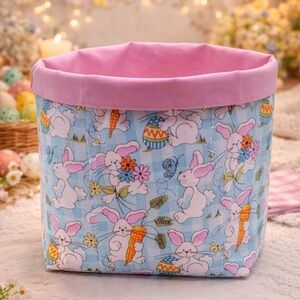 LAST ONE Easter Bunny Fabric Storage Gift Basket